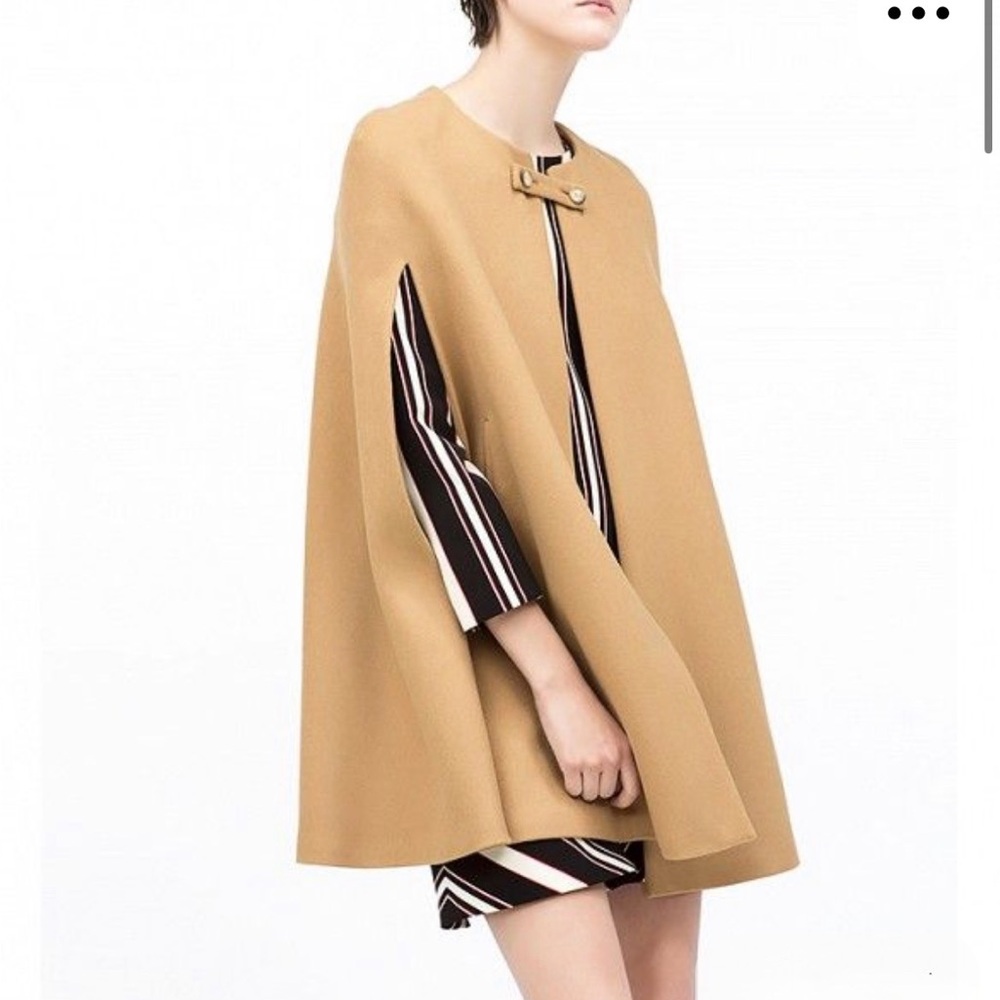 Super Stylish Zara Tan Cape Coat